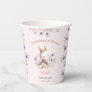 Bunny Pink Lila Floral Spring Girl Babydusche Pappbecher