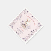 Bunny Pink Lila Floral Spring Girl Babydusche Serviette (Ecke)