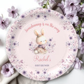 Bunny Pink Lila Spring Floral Girl Babydusche Pappteller