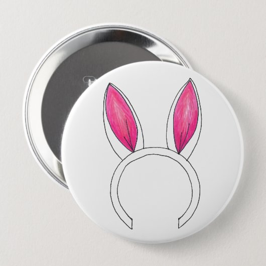 Bunny Pink Rabbit Oars Osterer Baby Dusche Gefalle Button (Vorne & Hinten)