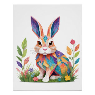 Bunny Playful Adorable Fun Tier farbenfroh Joyful Poster