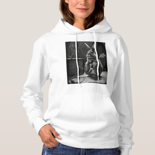 Bunny Playing a Gitarre Hoodie (Vorderseite)
