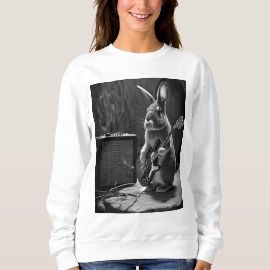 Bunny Playing a Gitarre Sweatshirt (Vorderseite)