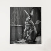 Bunny Playing a Gitarre Wandteppich (Vorderseite)