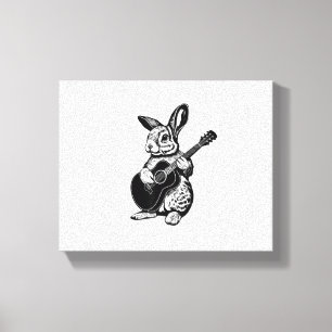 Bunny Playing akustische Gitarre Osterkaninchen Fr Leinwanddruck
