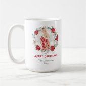 Bunny Poinsettia Aquarell Name Weihnachtsweihnacht Kaffeetasse (Links)