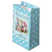 Bunny Polka Dot Border Oaster Kleine Geschenktüte (Rückseite Schrägansicht)