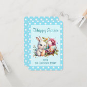 Bunny Polka Dot Border Ostercard Karte (Vorderseite/Rückseite Beispiel)