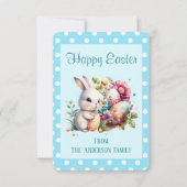 Bunny Polka Dot Border Ostercard Karte (Vorderseite)