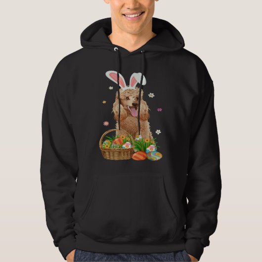 Bunny Poodle Dog & Easter Egg Basket Easter Day Ki Hoodie (Vorderseite)