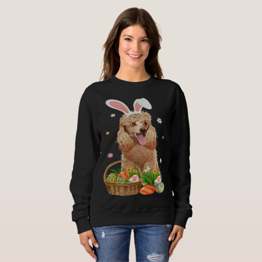 Bunny Poodle Dog & Easter Egg Basket Easter Day Ki Sweatshirt (Vorne ganz)
