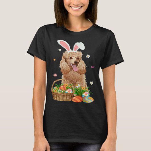 Bunny Poodle Dog & Easter Egg Basket Easter Day Ki T-Shirt (Vorderseite)