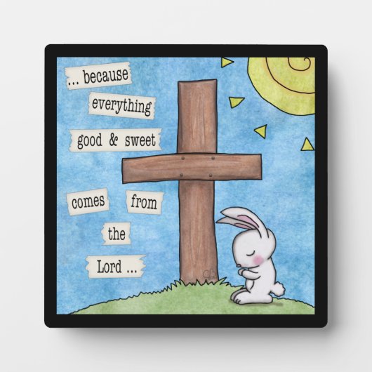 Bunny Prays am Kreuz Fotoplatte (Vorderseite)