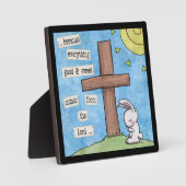 Bunny Prays am Kreuz Fotoplatte (Vorderseite)