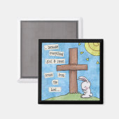 Bunny Prays am Kreuz Magnet (Vorderseite/Rückseite)
