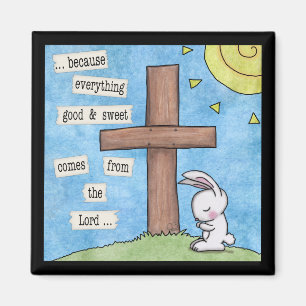 Bunny Prays am Kreuz Magnet