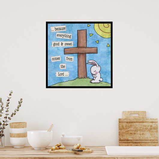 Bunny Prays am Kreuz Poster (Küche)