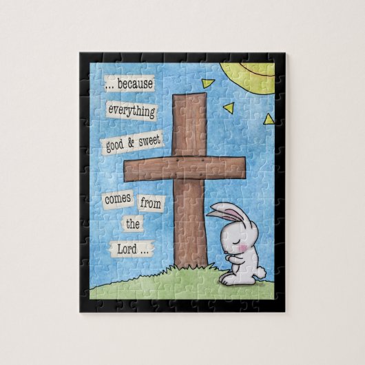 Bunny Prays am Kreuz Puzzle (Vertikal)
