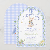 Bunny Pretty Rabbit Gingham Baby Shower Invitation Einladung (Vorne/Hinten)