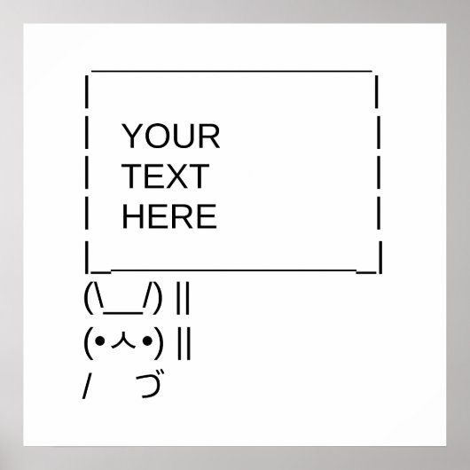 Bunny Protest Sign / Customizable ASCII Text Art Poster (Vorne)