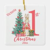 Bunny Rabbit 1. Weihnachten Personalisiert Keramikornament (Vorderseite)