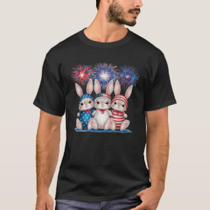 Bunny Rabbit 4. Juli Party Patriotische Feuerwerke T-Shirt