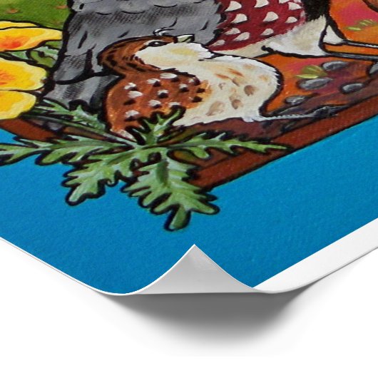 Bunny Rabbit and Quail Families Southwest Poster (Ecke)