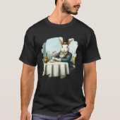 Bunny Rabbit Aristocrat at Cafe Drinking Coffee Te T-Shirt (Vorderseite)