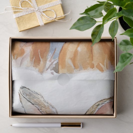 Bunny Rabbit Autumn Pumpkin Illustration Seidenpapier (Geschenk)