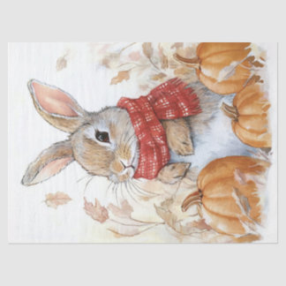 Bunny Rabbit Autumn Pumpkin Illustration Seidenpapier