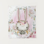 Bunny Rabbit Baby Dusche Banner Hintergrund Kunst Wandteppich (Vorderseite)
