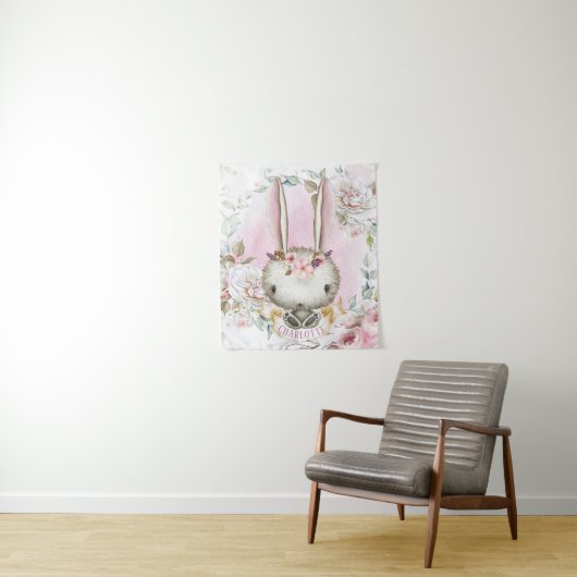 Bunny Rabbit Baby Dusche Banner Hintergrund Kunst Wandteppich (Beispiel)