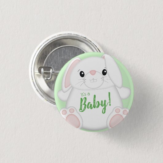 Bunny Rabbit Baby Dusche Button (Vorne & Hinten)