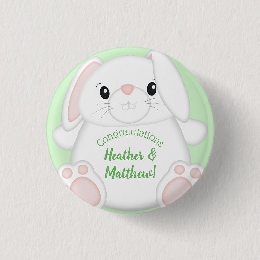 Bunny Rabbit Baby Dusche Button (Vorderseite)