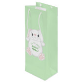 Bunny Rabbit Baby Dusche Geschenktüte Für Weinflaschen (Rückseite Schrägansicht)