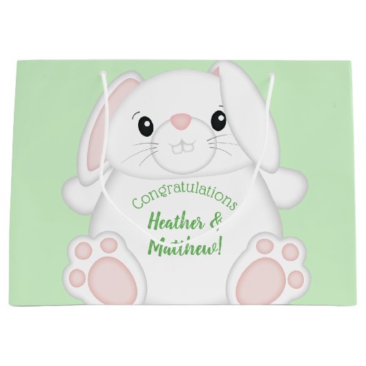 Bunny Rabbit Baby Dusche Große Geschenktüte (Vorderseite)