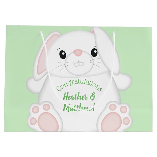 Bunny Rabbit Baby Dusche Große Geschenktüte (Rückseite)