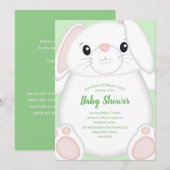 Bunny Rabbit Baby Dusche Grün Einladung (Vorne/Hinten)