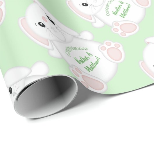 Bunny Rabbit Baby Dusche Grün Geschenkpapier (Rolleneckpunkt)