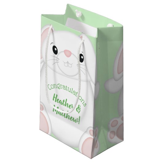 Bunny Rabbit Baby Dusche Kleine Geschenktüte (Vorderseite Schrägansicht)