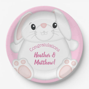 Bunny Rabbit Baby Dusche Pink Pappteller