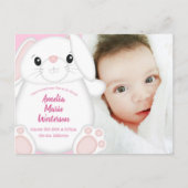 Bunny Rabbit Baby Dusche Pink Postkarte (Vorderseite)