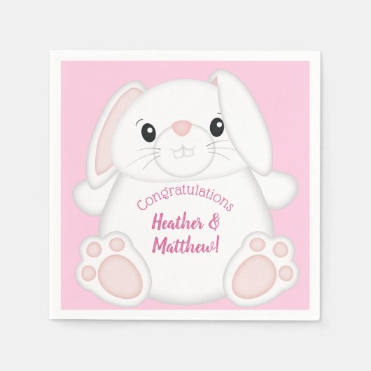 Bunny Rabbit Baby Dusche Pink Serviette (Vorderseite)