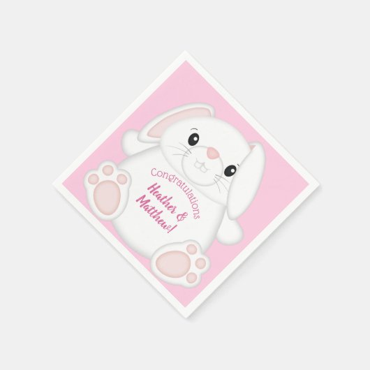 Bunny Rabbit Baby Dusche Pink Serviette (Ecke)