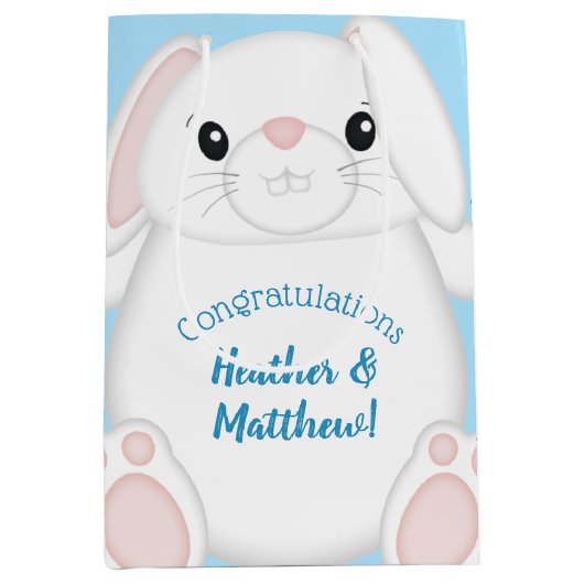 Bunny Rabbit Baby Dusche Woodland Mittlere Geschenktüte (Vorderseite)