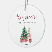 Bunny Rabbit Baby First Christmas Keramik Ornament (Links)