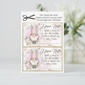 Bunny Rabbit Baby Girl Diaper Raffles Tickets Einladung (Stehend Vorderseite)