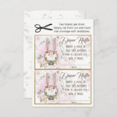 Bunny Rabbit Baby Girl Diaper Raffles Tickets Einladung (Vorne/Hinten)