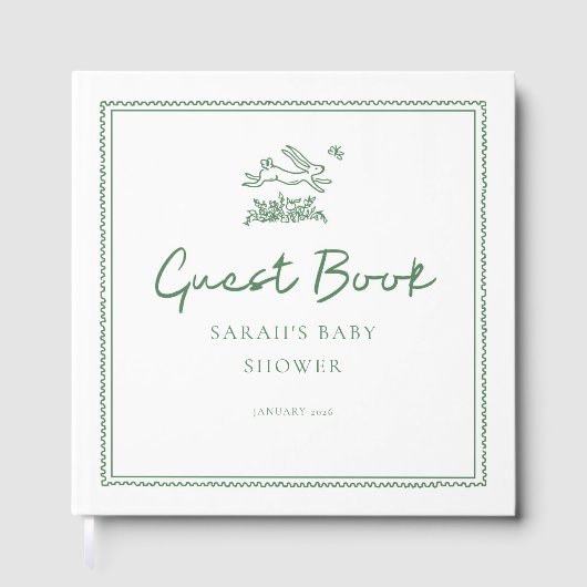 Bunny Rabbit Baby Shower Guest Book Gästebuch (Vorderseite)