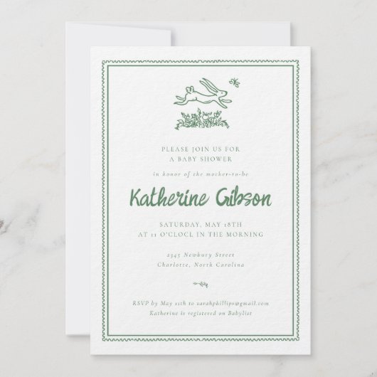 Bunny Rabbit Baby Shower Invitation Einladung (Vorderseite)